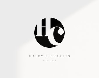 Custom Wedding Monogram Logo Design: Minimalist Initials (Digital Download)