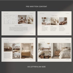 May include: A four-page interior design presentation featuring images of a floor plan, furniture, and inspiration for a home renovation project. The presentation includes text about the project overview, client goals, and inspiration.