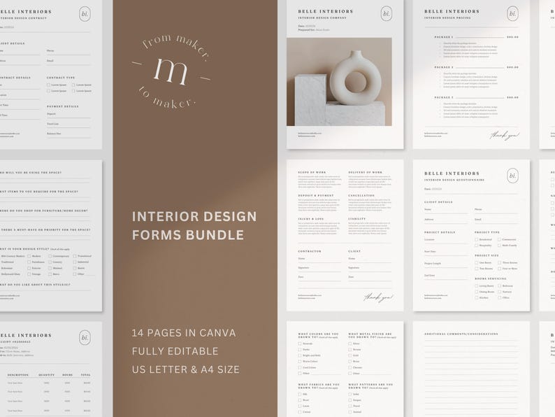 Interior Design Forms Template Bundle: Proposal, Contract, Price List ...