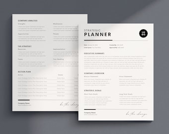Plantilla de plan estratégico: Planificador de negocios minimalista (Canva, tamaño carta)