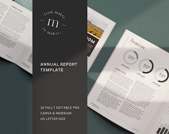 Minimaler GESCHÄFTSBERICHT: 16-seitiges Nachhaltigkeits-Ebook (Canva & Indesign)