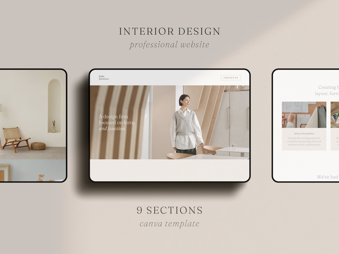 Interior Design Website Template: Canva Portfolio Site (9 Sections) - Etsy
