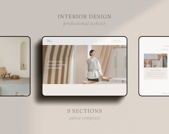 Modello di sito web di interior design: sito portfolio Canva (9 sezioni)