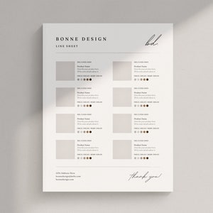 Minimalist Line Sheet Template: Wholesale Product Catalog (Canva Editable) image 3