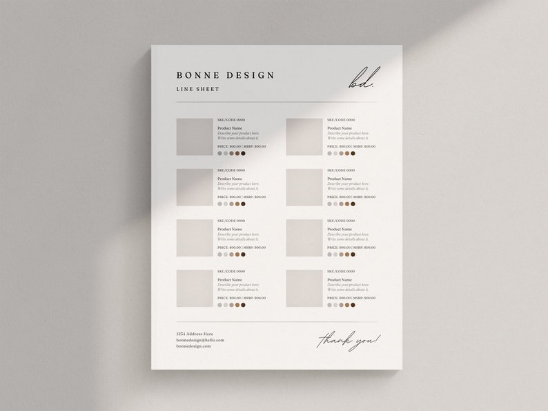 Minimalist Line Sheet Template: Wholesale Product Catalog (Canva Editable) image 3