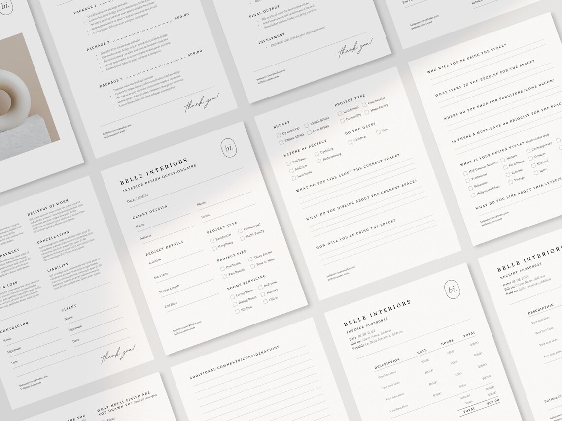 Interior Design Forms Bundle: Canva Templates (14 Pages) - Etsy UK