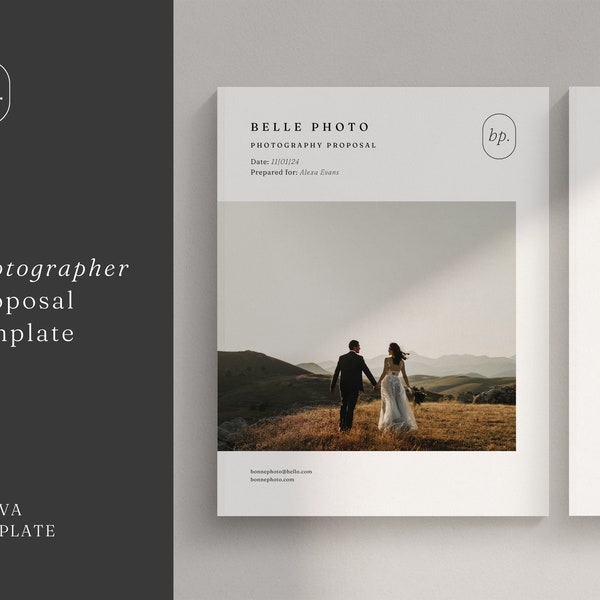 Minimal Photographer 2 Page Proposal Template | Photography Proposal Canva | Project Proposal | Simple Work Bid | Wedding Photo Contract