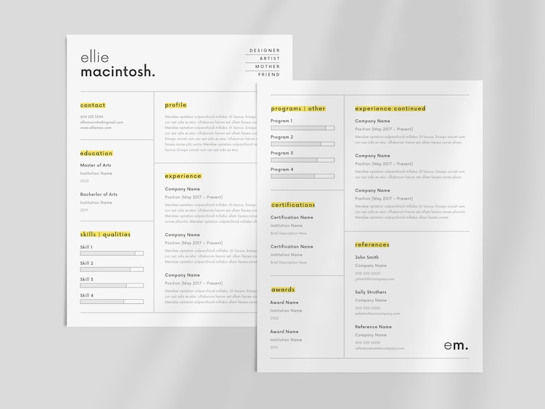 Creative Resume Template Canva Professional CV Template Modern Creative Resume Simple CV Designer Resume Artist Resume 画像 2