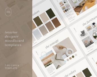 Minimal Interior Designer Moodboard Template | Canva Inspiration Mood Boards | Creative Presentation | Interior Design Client Onboarding