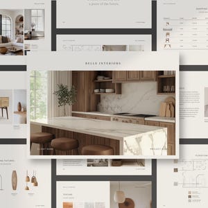 Modelo de apresentação de designer de interiores | Proposta de projeto | Apresentação de projeto | Moodboard de design de interiores | Apresentação de e-design