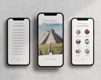 Minimalist Mobile Travel Itinerary Template: Editable Canva Guide (Digital Template)