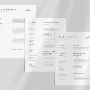 Minimalist Resume Template Canva: Modern CV Design (digital Download ...