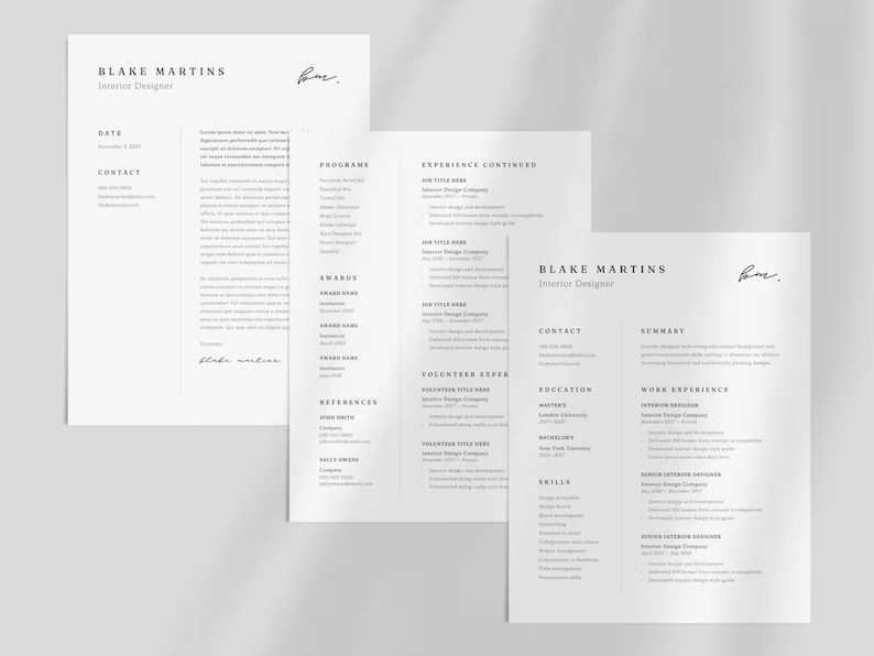 Minimalist Resume Template Canva: Modern CV Design (digital Download ...
