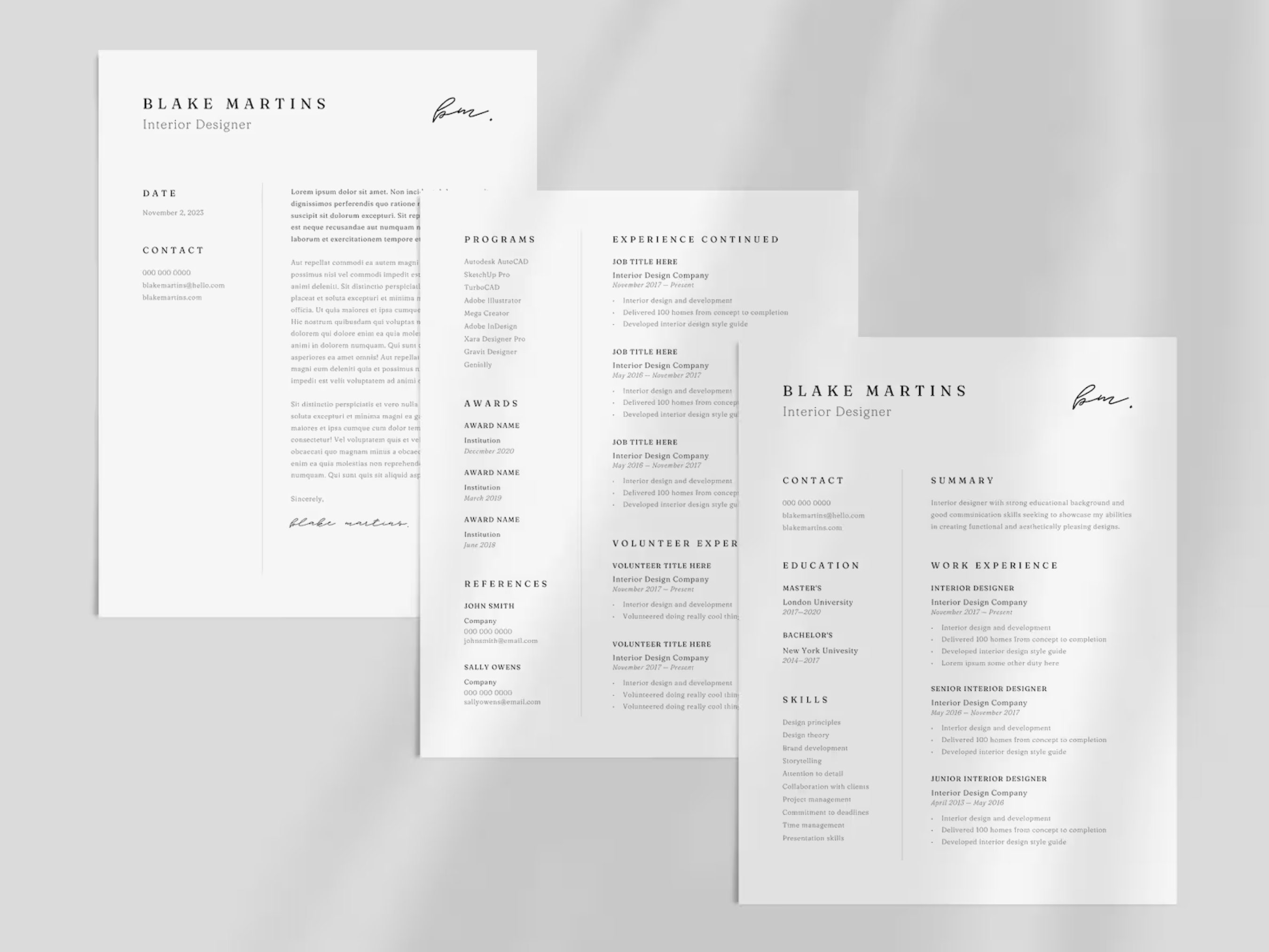 Minimalist Resume Template Canva: Modern CV Design (digital Download ...