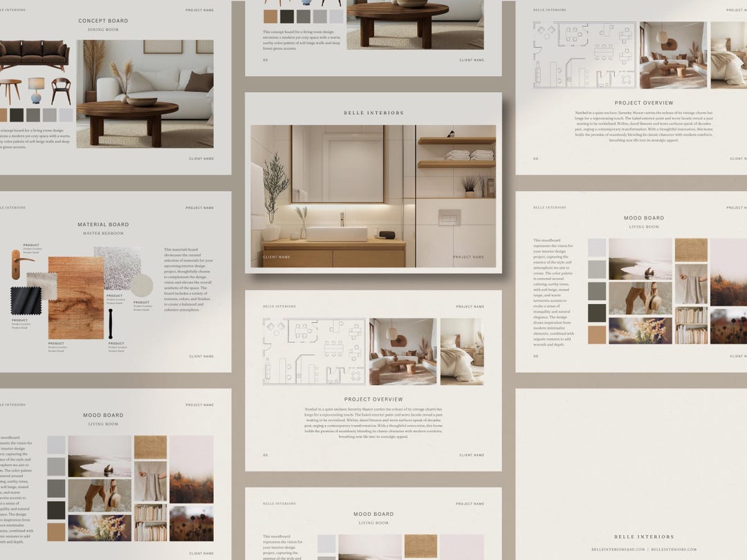 Interior Design Moodboard Template | Canva Mood Board | Room Design ...