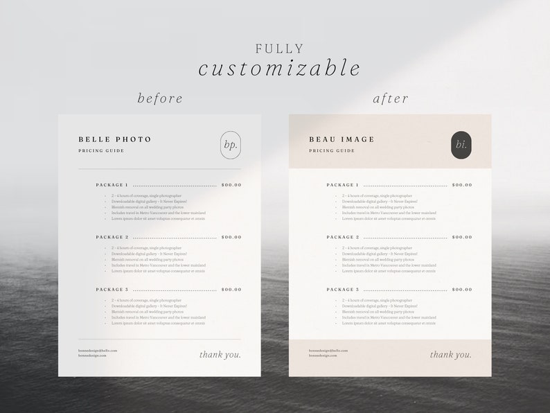 Minimal Photographer Pricing Guide Template Photography Price List Minimal Photographer Pricing Guide Template Photography Price List