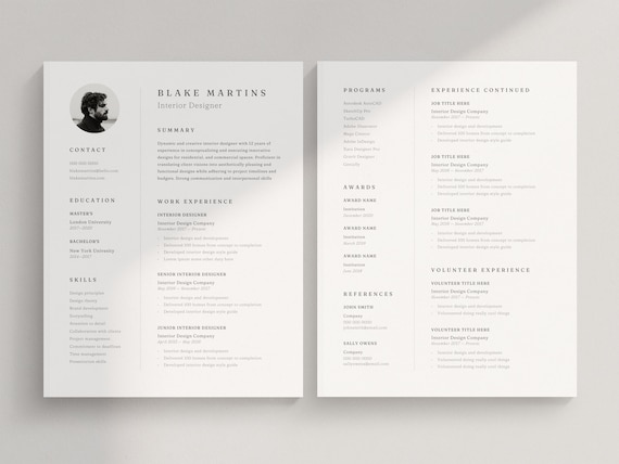 Minimalist Resume Template: Professional CV with Photo (Canva)