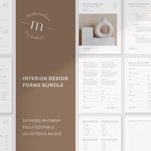 Interior Design Forms Template Bundle: Client Onbording (Questionnaire, Proposal, Contract, FF&E)
