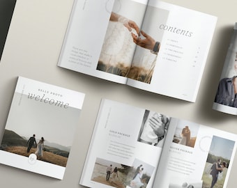 Plantilla de guía de precios para fotógrafos de Canva: ebook minimalista de bienvenida