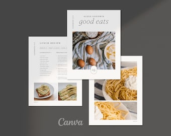 Minimal Cookbook Template: Simple Recipe Book (Canva Editable)