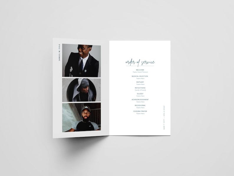Funeral Program Template Canva: Celebration of Life, Order of Service ...