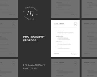 Plantilla de propuesta fotográfica minimalista: Oferta de trabajo de fotógrafo de bodas (Canva)