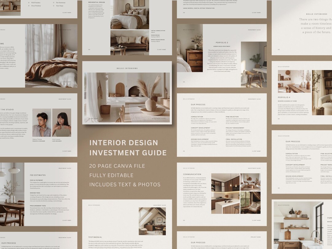 Interior Design Investment Guide Template: Client Fee Proposal (canva ...