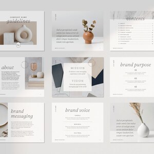 May include: A branding guide with a white background and black text. The guide includes sections on brand purpose, brand messaging, brand voice, and brand imagery. The guide is designed to help businesses create a consistent brand identity.