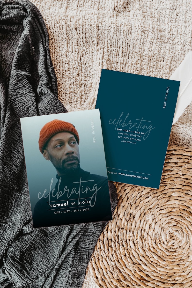 Simple funeral program template canva funeral service brochure
