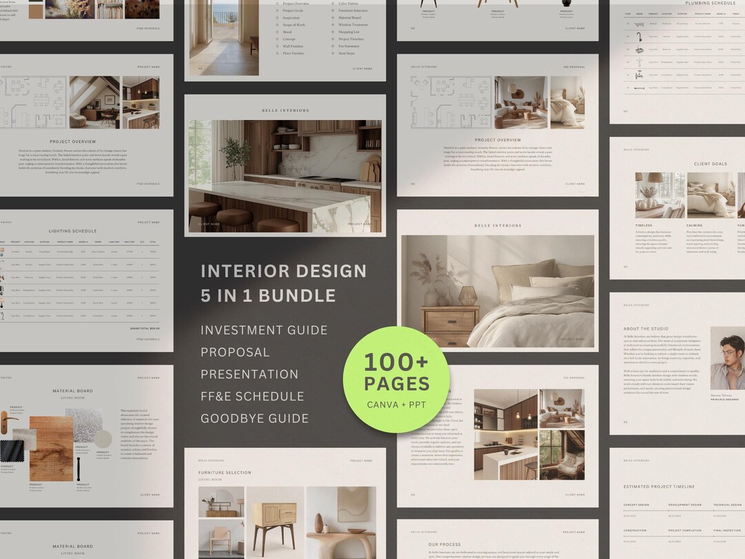 Interior Design Template Bundle: Investment Guide, Presentation ...