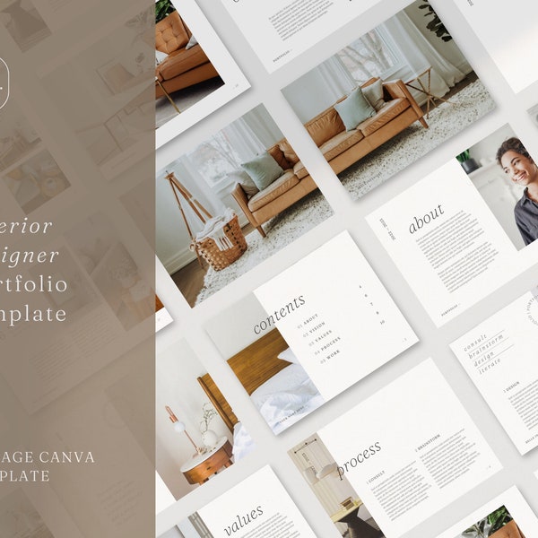 Minimal Interior Designer Portfolio Booklet Vorlage | Canva E-Book | Kreatives Lookbuch | Interior Design-Katalog | Modernes Broschuren Design