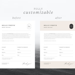 Minimal Photographer Model Release Template | Photography Minor Model ...