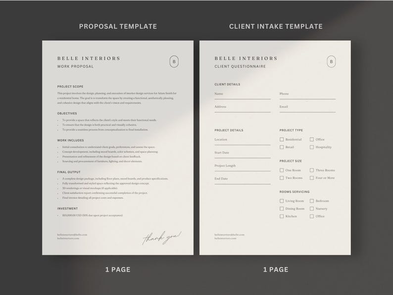 Interior Design Form Template Bundle: Client Questionnaire, Contract ...