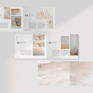 Puede incluir: Un portafolio de dise&ntilde;o minimalista que muestra una variedad de proyectos. El portafolio presenta im&aacute;genes de una escalera blanca, un campo de trigo y un primer plano de una superficie texturizada.
