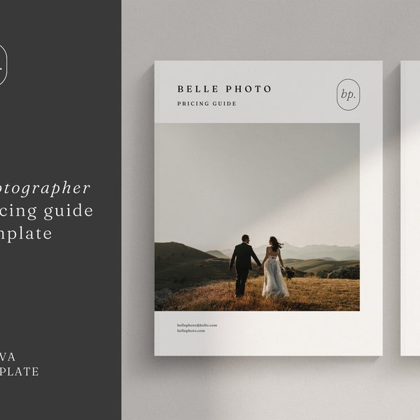 Minimal Photographer 2-Page Pricing Guide Template | Photography Price List Canva | Wedding Price List | Pricing Sheet | Package Prices