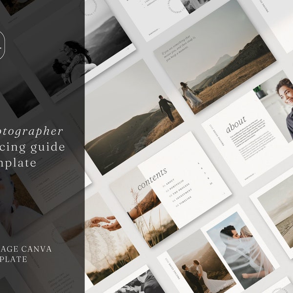 Minimal Photographer Pricing Guide Template | Photography Welcome Guide Canva | Wedding Guide Pre-Written Text | Wedding Price List