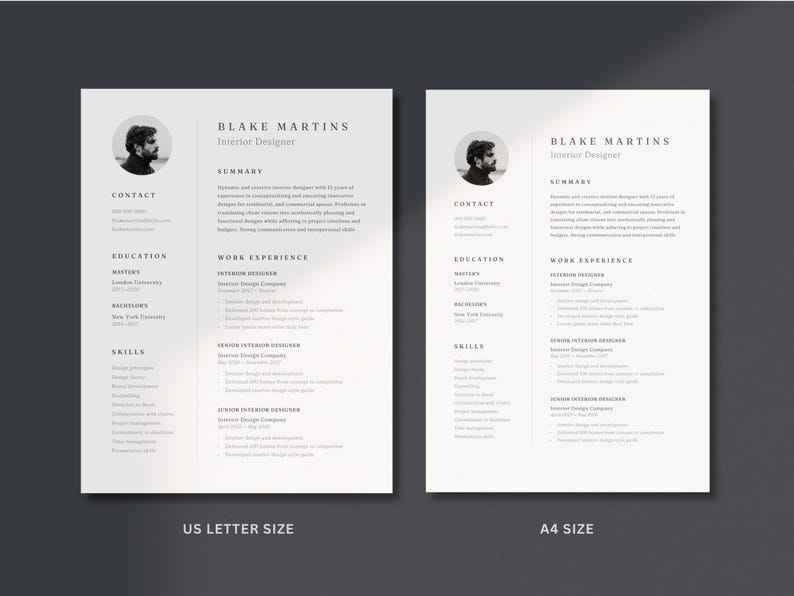 Op de afbeelding: Een zwart-witte cv-sjabloon met een professioneel ontwerp. De cv bevat contactgegevens, opleiding, werkervaring en vaardigheden. De cv is opgemaakt in een schone en moderne stijl.