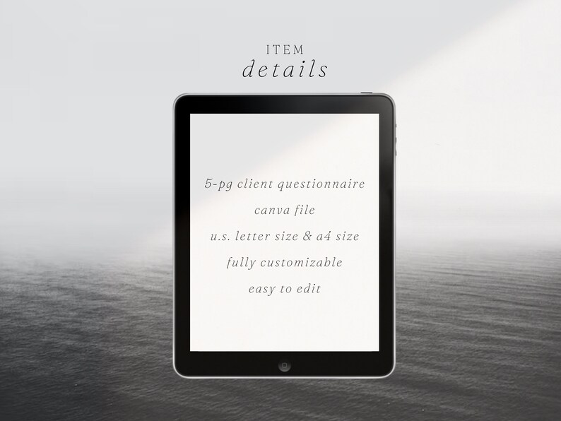 Mall för kundfrågeformulär för inredning: Modern Canva Onboarding-formulär (US Letter och A4) (digital nedladdning) bild 6