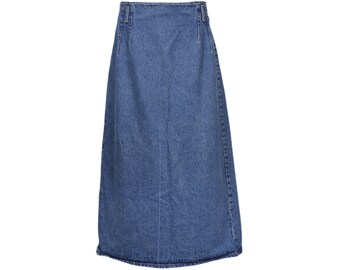 aline long denim skirts