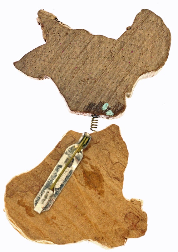 Vintage Wood Donkey Nodder Brooch, Wood Spring Pi… - image 3