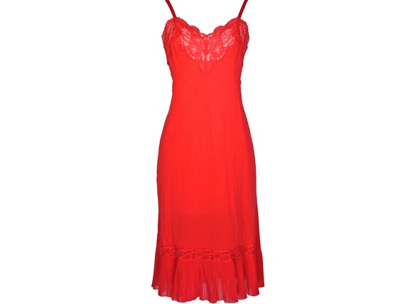 1950s Vintage Full Slip, Vanity Fair Slip, Red Sl… - image 1