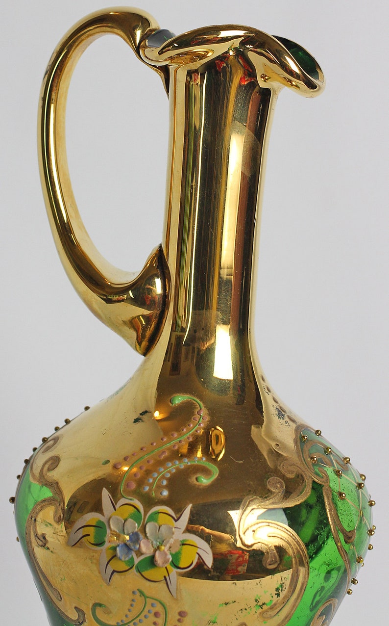 Antique Bohemian Glass Ewer Murano Glass Pitcher Etsy