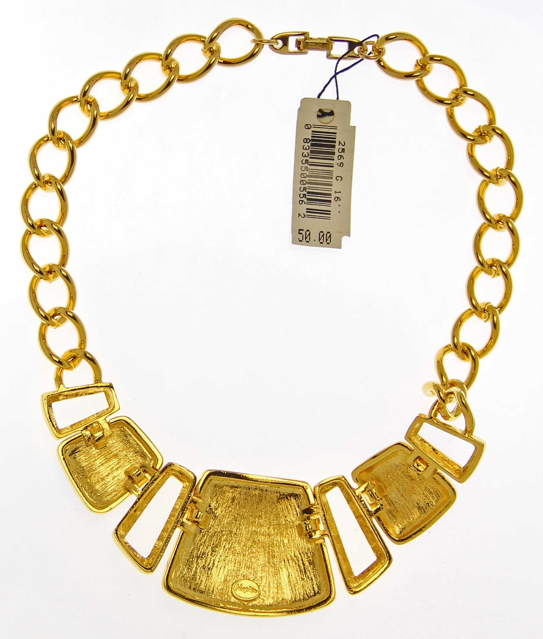 Vintage Napier Necklace, Black Enamel Statement Pendant