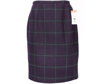 Vintage Harve Benard 100% Wool Skirt, Dark Purple Plaid, Never Worn With Tags, Size 6