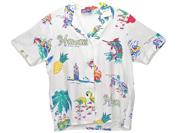 80s Vintage Hawaiian Shirt, Cheryl Tiegs Hawaii Sh