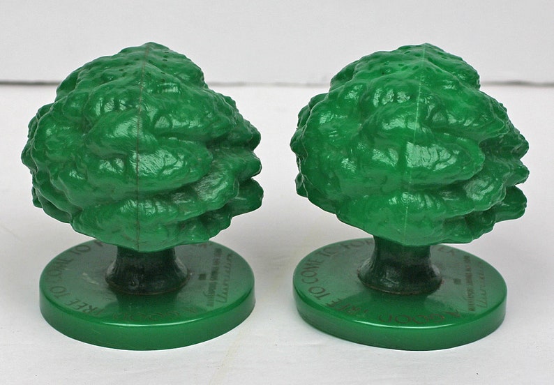 1950s Vintage Plastic Tree Salt and Pepper Shakers, Minneapolis Savings