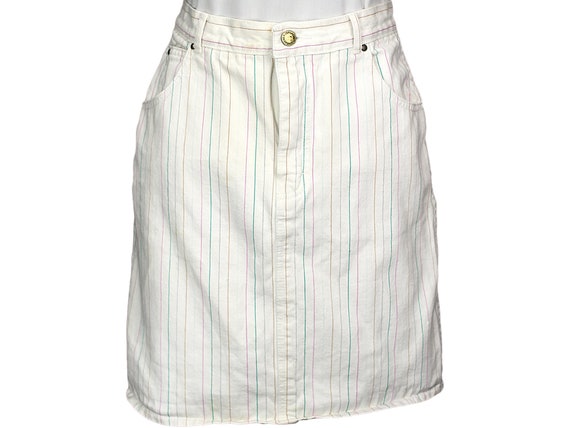 80s Vintage Jordache Denim Skirt, White Denim Jean