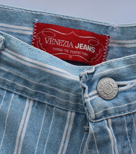 90s Vintage Venezia Denim Shorts, Hi Rise Striped… - image 2