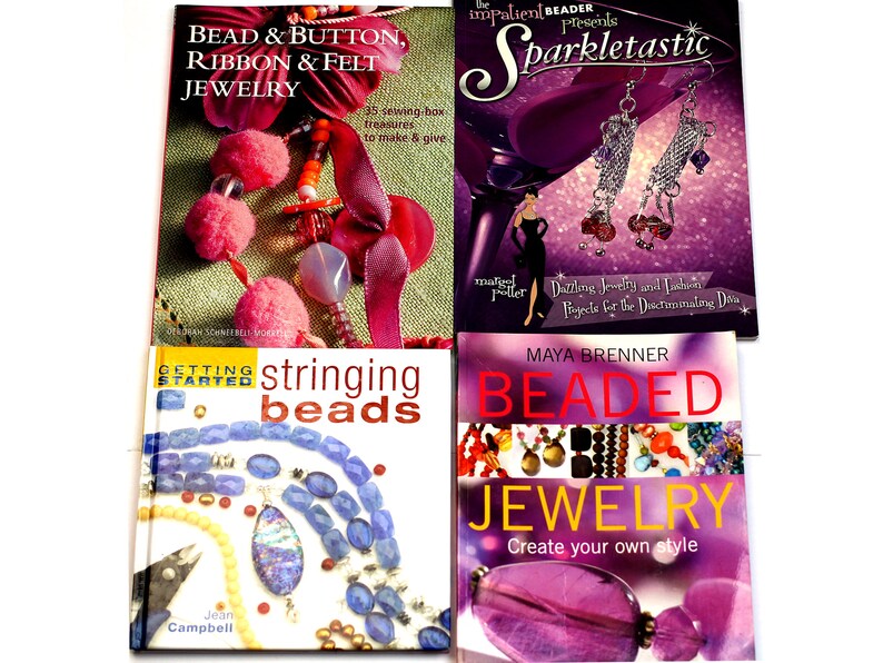 Jewelry Making Book Lot Sparkletastic Bead Button Ribbon Felt Jewelry Getting Started Stringing Beads Beaded Jewelry - 