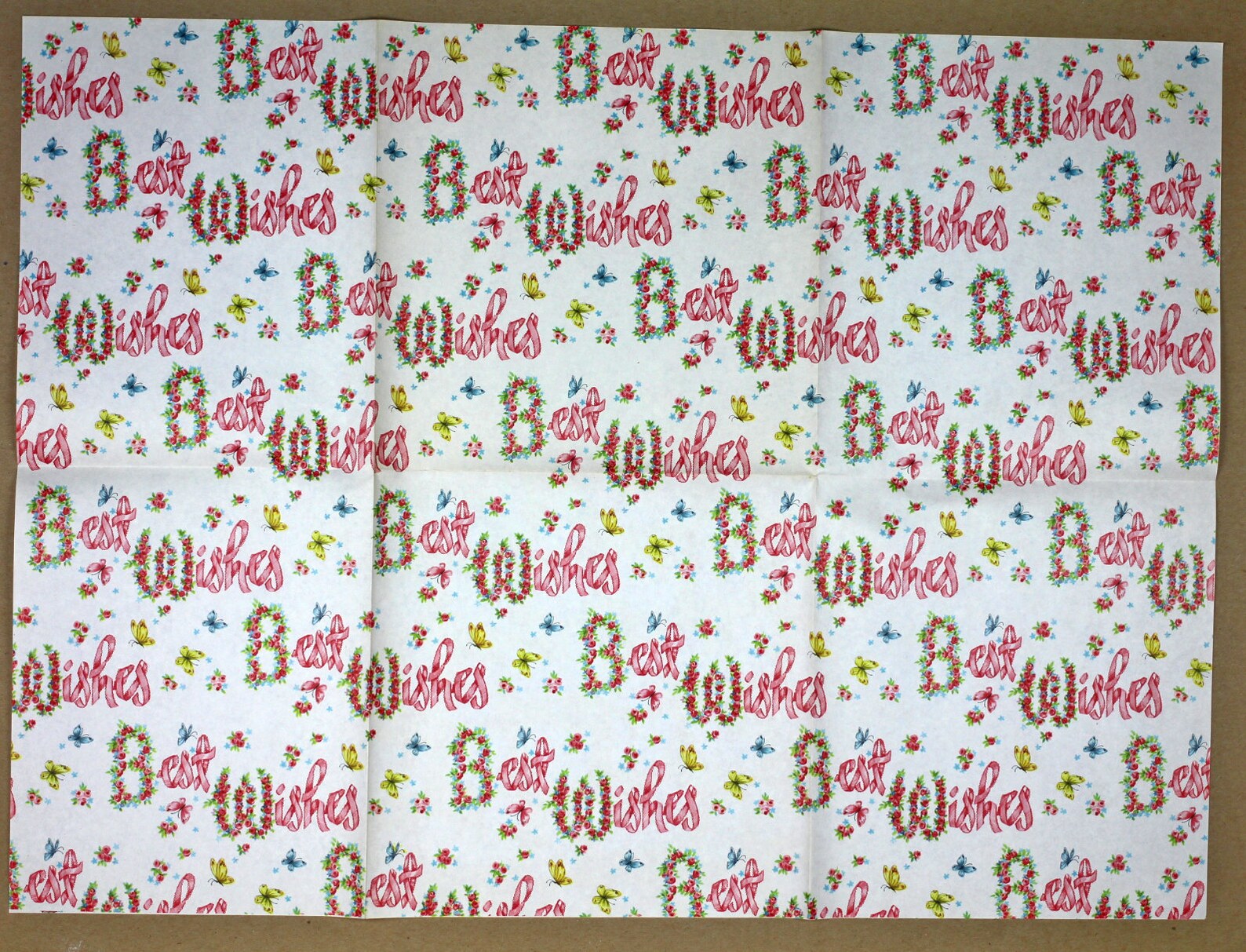 Vintage Wrapping Paper Sheet Vintage Gift Wrap Best Wishes Etsy